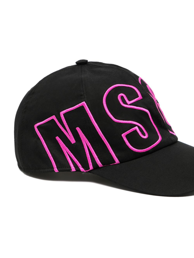 Shop Msgm Logo-print Baseball Cap In Schwarz