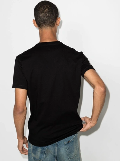 Dsquared2 Black Crewneck T-shirt With Maxi Logo Print On The Front In Cotton Man In Black