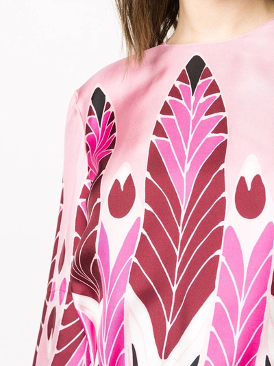 Shop Valentino Pop Feathers Print Mini Dress In Pink