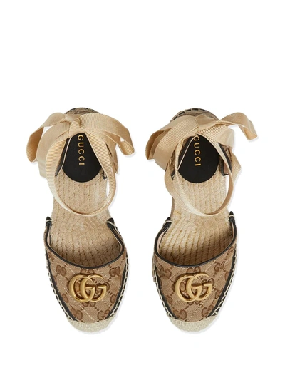 Shop Gucci Gg Logo 120mm Espadrilles In Neutrals ,brown