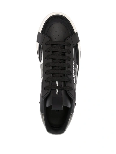 Shop Dolce & Gabbana 2.zero Custom Leather Sneakers In Black