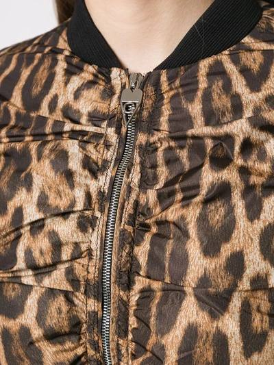 Shop Giambattista Valli Leopard Draped Bomber Jacket In Brown