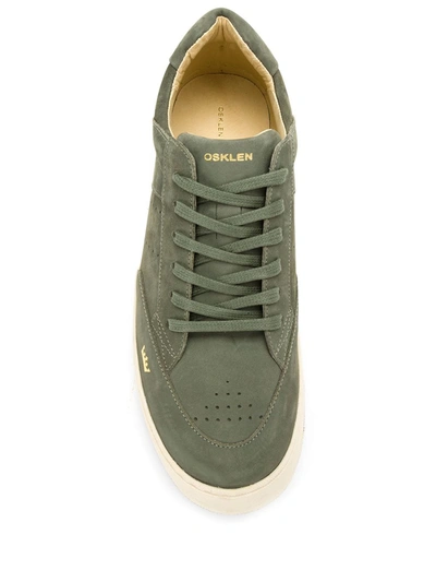 Shop Osklen Leather Panelled Sneakers In Green