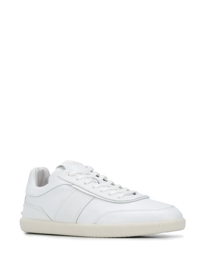 Shop Tod's Side Stripe Sneakers In White