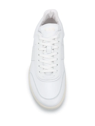 Shop Tod's Side Stripe Sneakers In White