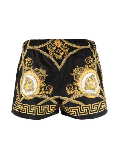 Shop Versace Medusa-logo Printed Swim Shorts In Schwarz