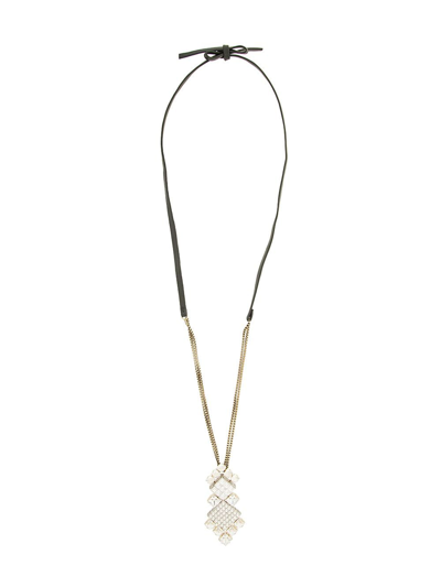 Shop Lanvin Crystal Pendant Necklace In Black