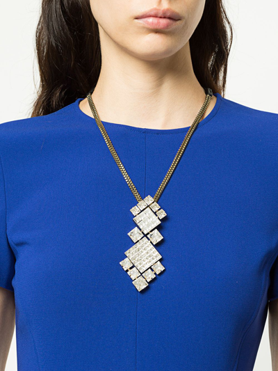 Shop Lanvin Crystal Pendant Necklace In Black