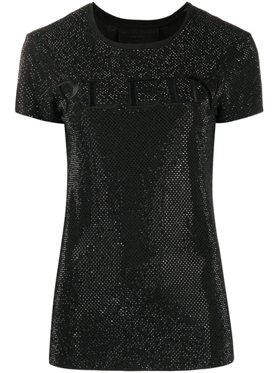 Shop Philipp Plein Crystal Plein Embroidered T-shirt In Black