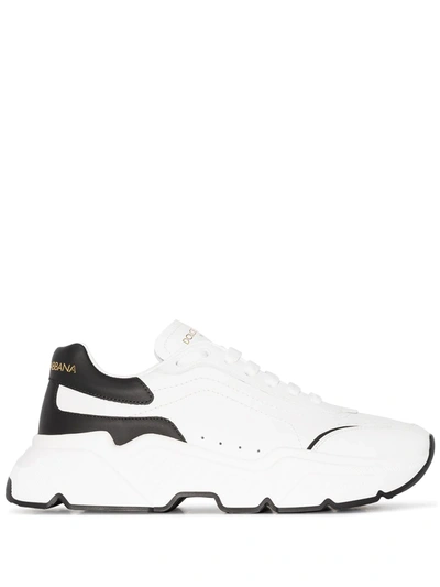Dolce & Gabbana Daymaster Mix-leather Trainer Sneakers In White