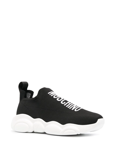 Shop Moschino Teddy Slip-on Sneakers In Black