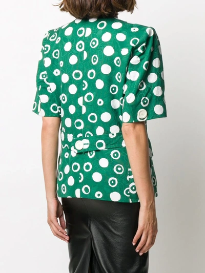 Pre-owned Saint Laurent 1980s Polka Dot Print Short-sleeved Jacket In Green