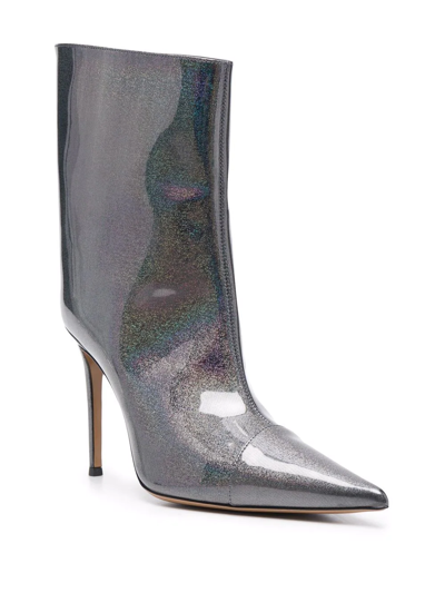 Shop Alexandre Vauthier Shine Finish Pointed Toe Boots In Grau