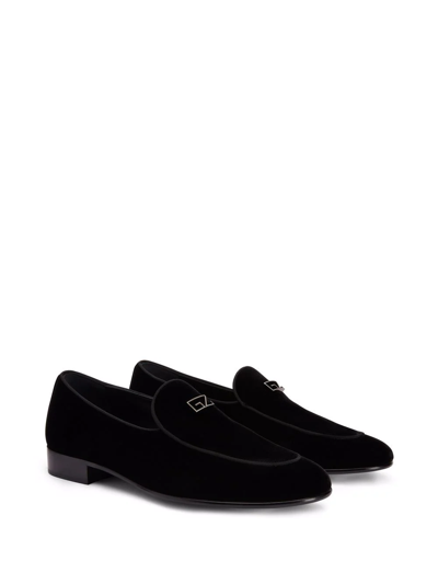 Shop Giuseppe Zanotti Gz Rudolph Velvet Loafers In Black