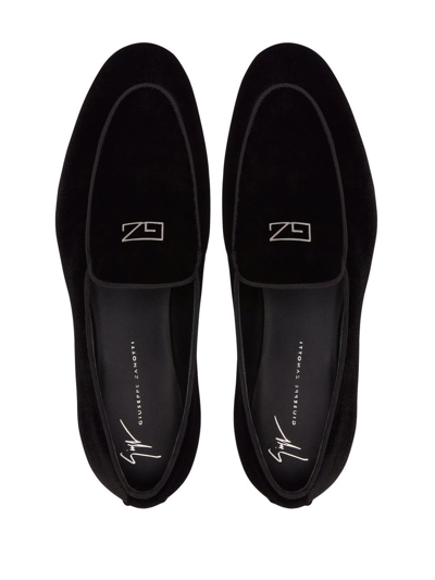 Shop Giuseppe Zanotti Gz Rudolph Velvet Loafers In Black