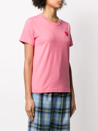 Shop Comme Des Garçons Play Heart-print Crew Neck T-shirt In Pink