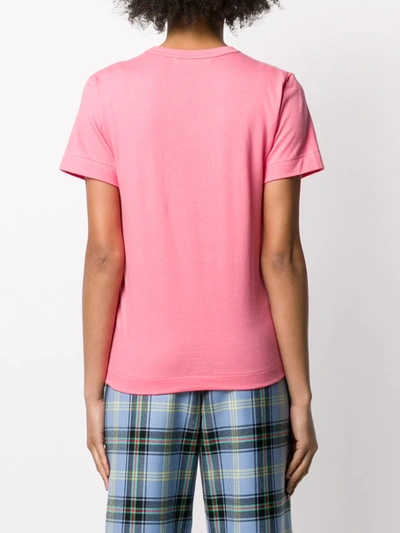 Shop Comme Des Garçons Play Heart-print Crew Neck T-shirt In Pink