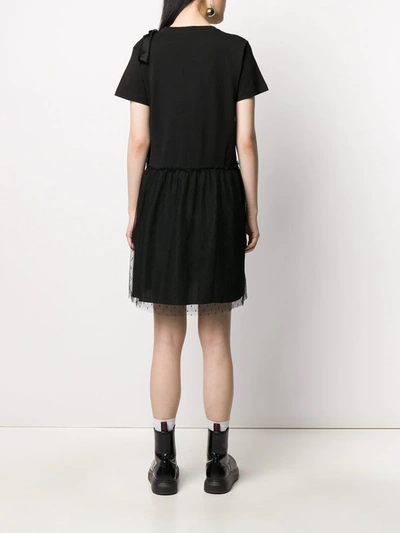 Shop Red Valentino Point D'esprit Pleated Mini Dress In Black