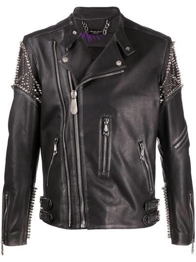 Shop Philipp Plein Biker Plein Jacket In Black