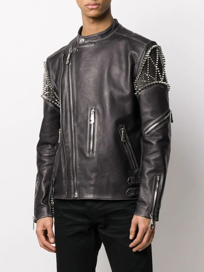 Shop Philipp Plein Biker Plein Jacket In Black