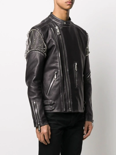 Shop Philipp Plein Biker Plein Jacket In Black