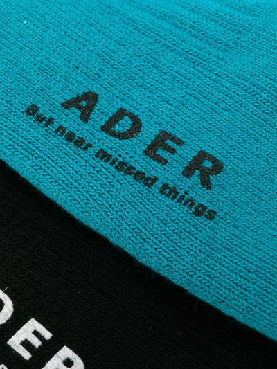 Shop Ader Error Logo Printed Socks Set In Blue