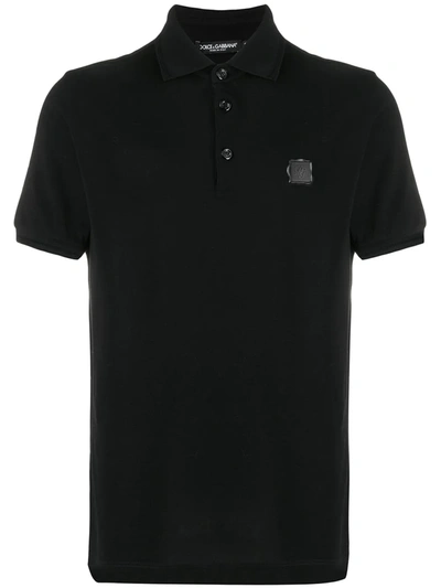 Shop Dolce & Gabbana Dg Patch Polo Shirt In Black