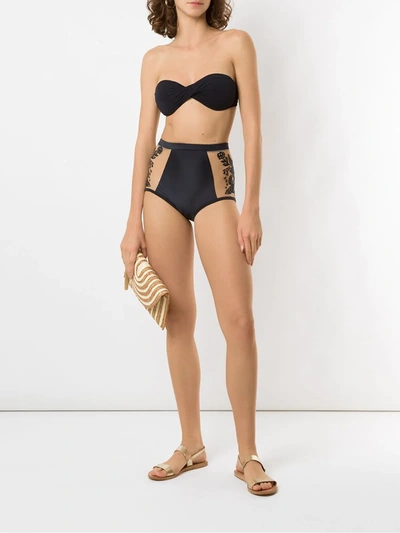 Shop Martha Medeiros Tulle Panels High Waisted Bikini Bottom In Black