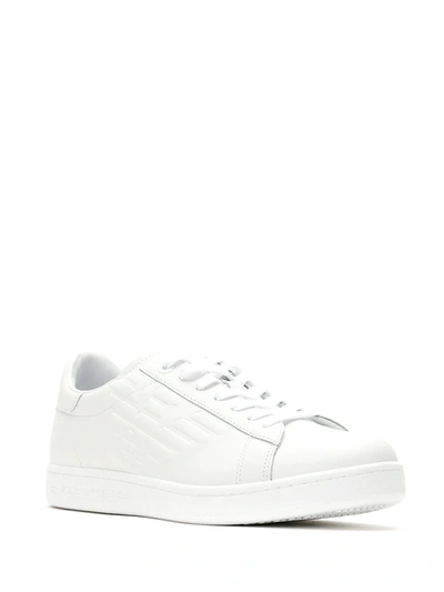 Shop Ea7 Embossed Logo Sneakers In White