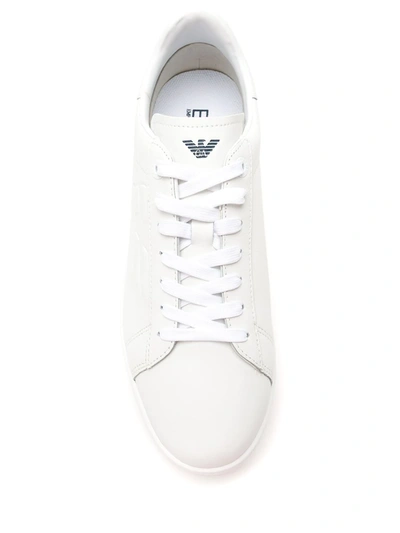Shop Ea7 Embossed Logo Sneakers In White
