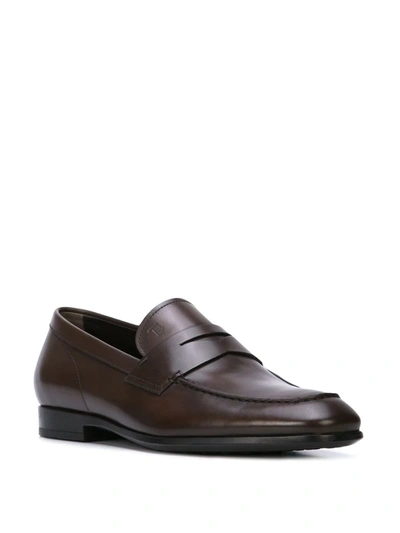 Tod's Classic Logo Stamped Loafers In Brown