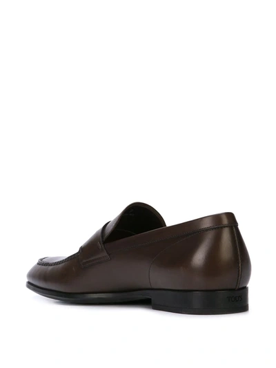 Tod's Classic Logo Stamped Loafers In Brown