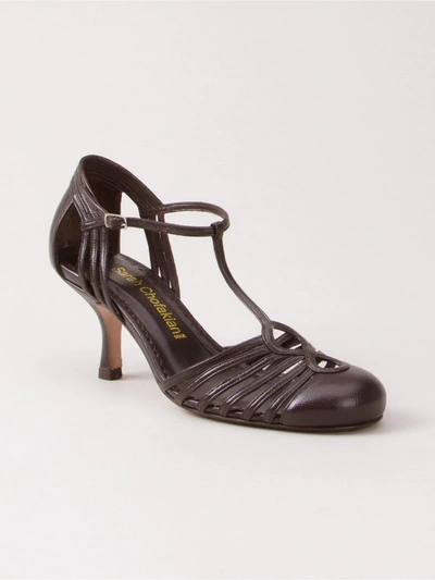 Sarah Chofakian Strappy Pumps In Brown