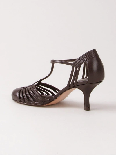 Sarah Chofakian Strappy Pumps In Brown