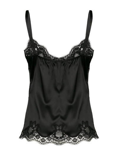 Shop Dolce & Gabbana Lace-trim Satin Camisole Top In Black