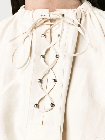 Shop Jw Anderson Lace-up Front Top In Neutrals