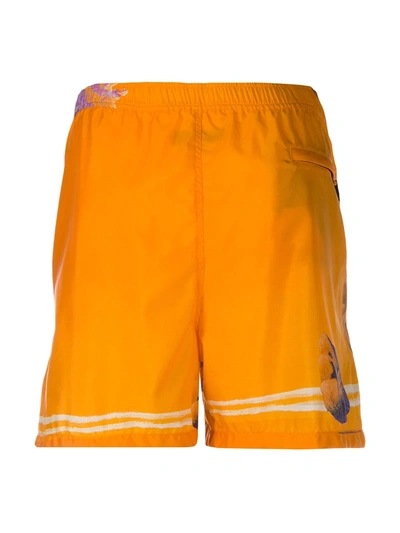 Shop Valentino Yellow City Swim Shorts In Orange