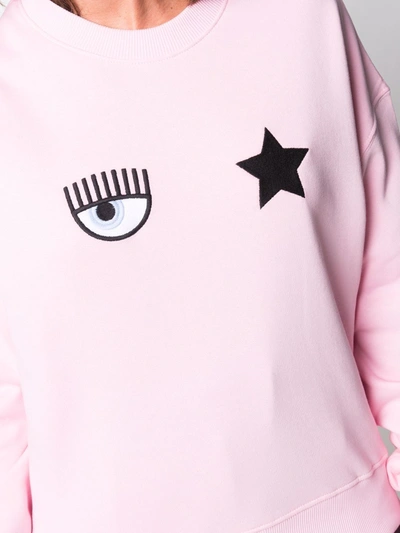 Shop Chiara Ferragni Embroidered-logo Sweatshirt In Rosa