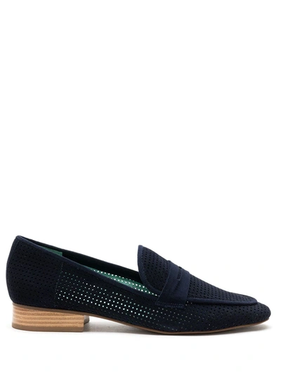 Shop Blue Bird Shoes Perforated Design Loafers In Blue