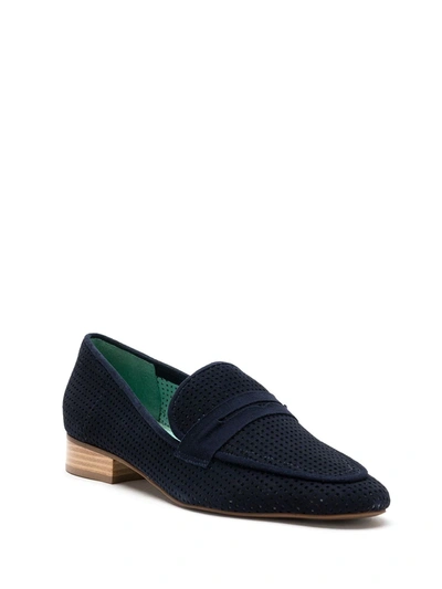 Shop Blue Bird Shoes Perforated Design Loafers In Blue