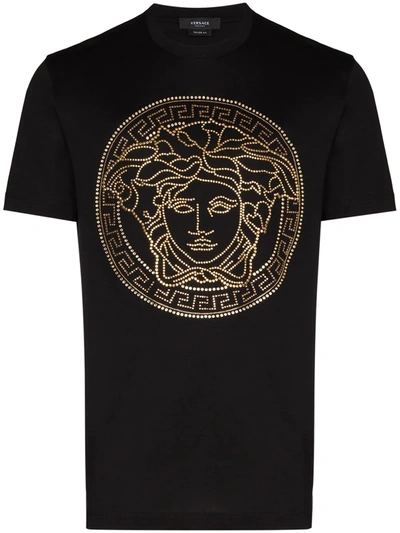 Versace Medusa Crystal-embellished T-shirt In Black | ModeSens