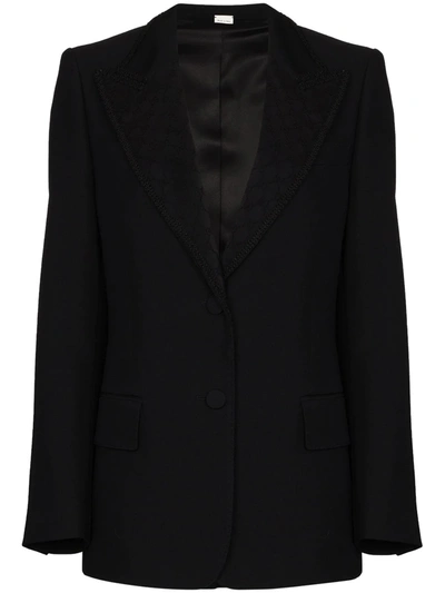 Shop Gucci Logo-jacquard Blazer In Black