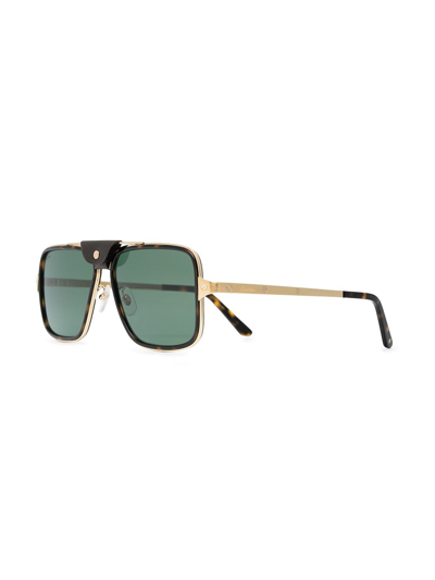 Shop Cartier Tortoiseshell Pilot Sunglasses In Black