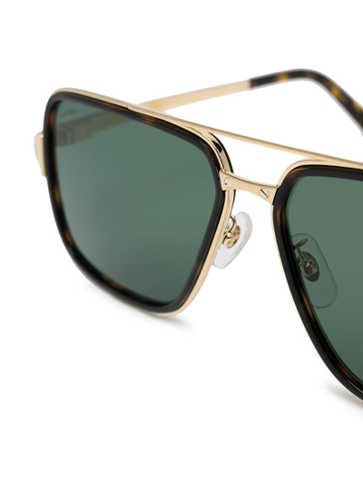 Shop Cartier Tortoiseshell Pilot Sunglasses In Black