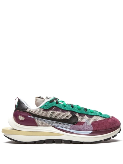 Shop Nike X Sacai Vaporwaffle "villain Red/neptune Green" Sneakers In Purple