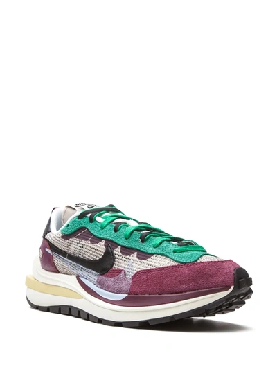 Shop Nike X Sacai Vaporwaffle "villain Red/neptune Green" Sneakers In Purple