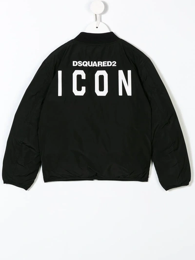 Shop Dsquared2 Logo Print Bomber Jacket In Black