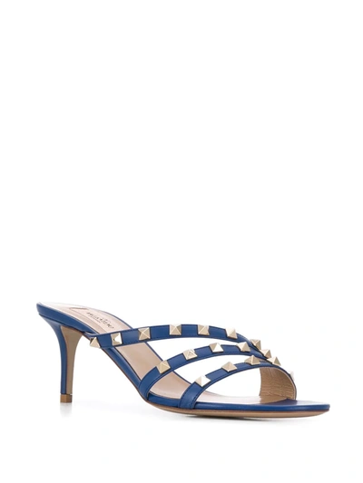 Shop Valentino Rockstud Slip-on Sandals In Blue