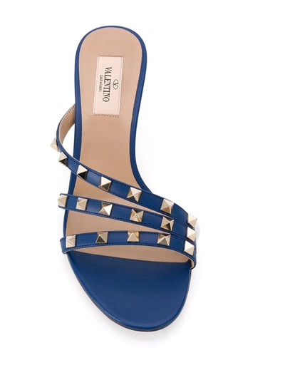 Shop Valentino Rockstud Slip-on Sandals In Blue