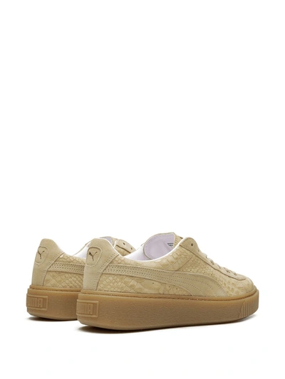 Shop Puma Platform Exotic-skin Sneakers In Neutrals